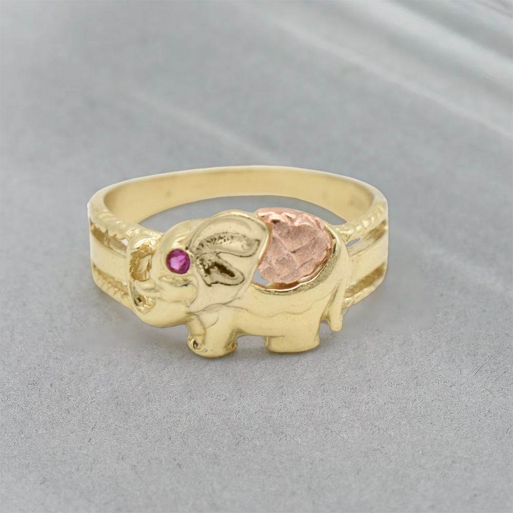 Ruby Elephant Ring Custom Engraved Ring
