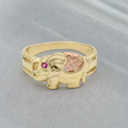 Ruby Elephant Ring Custom Engraved Ring