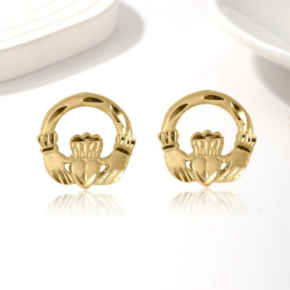 Gold Plated Claddagh Stud Earrings