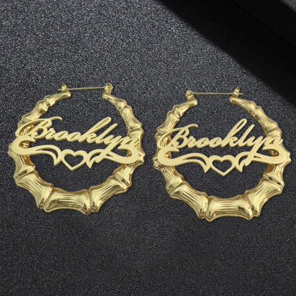 Heart Nameplate Set Personalized Name Necklace And Name Earrings