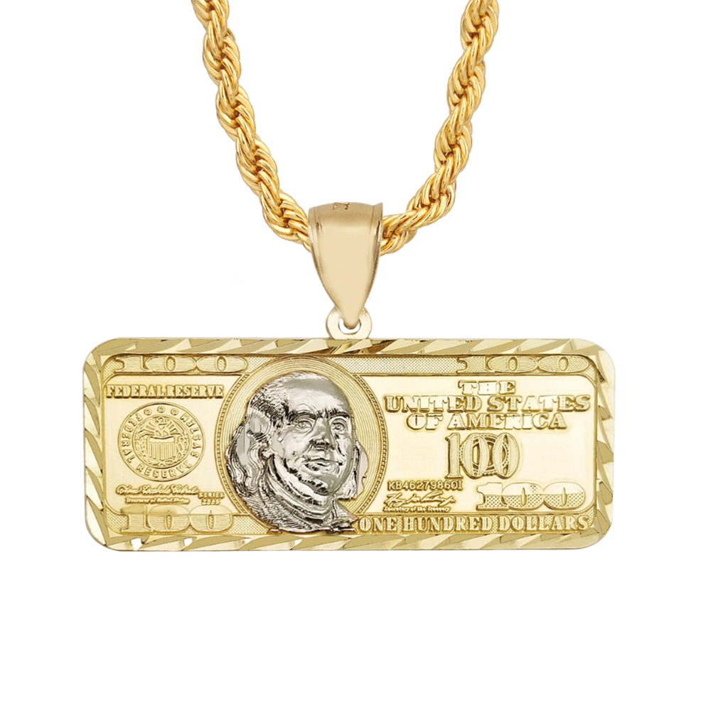 Hundred Dollar Bill Tag Pendant Necklace