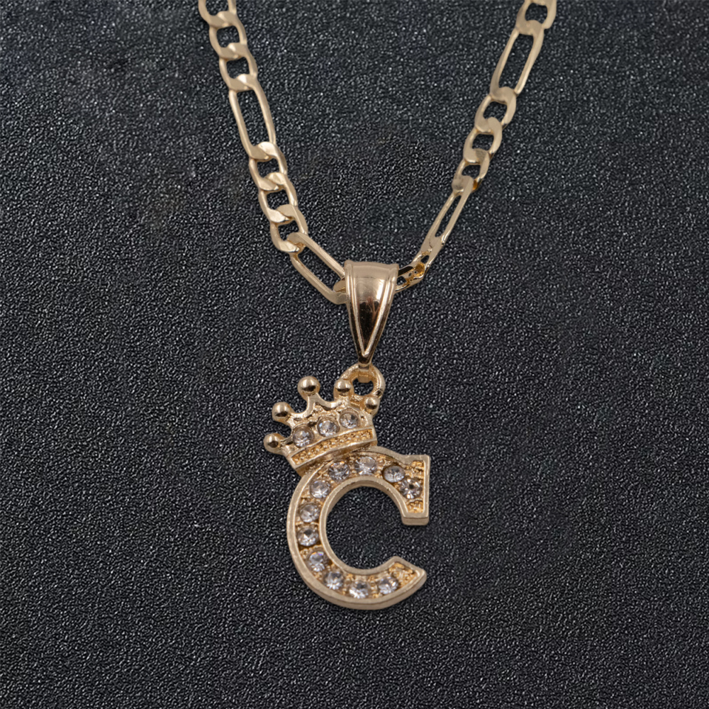 Personalized Initial Letter Pendant Necklace With Diamonds
