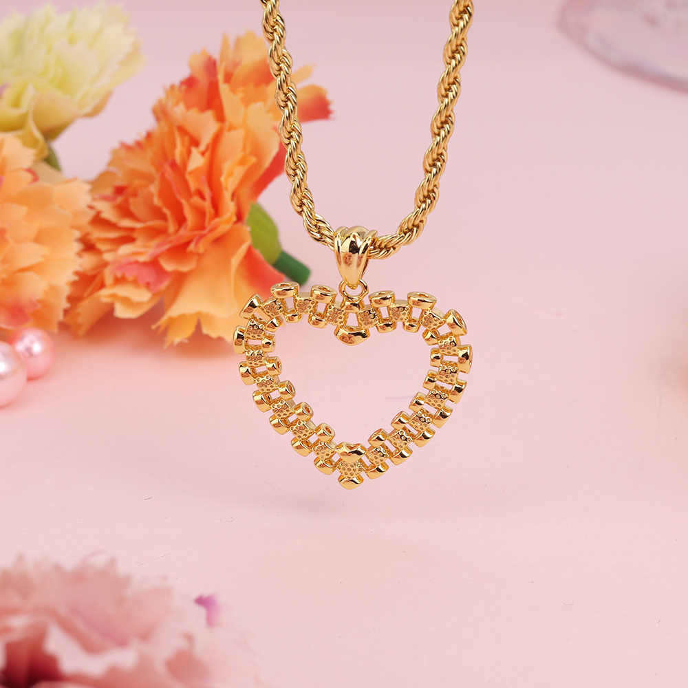 Rolex Style Heart Love Charm Necklace Rollie Gold Plated