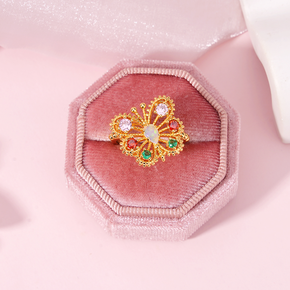 Gold Multi Stone Butterfly Ring Custom Birthstone Ring