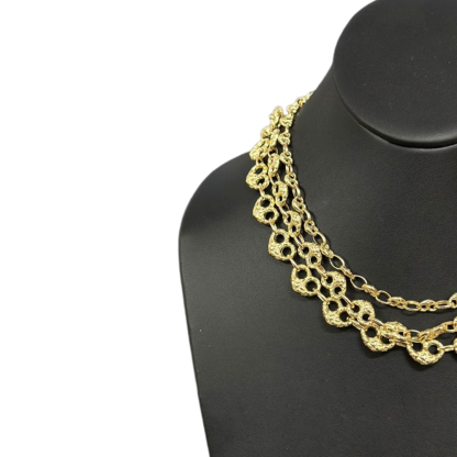 Nugget Puffed Heart Mariner Link Chain Heart Necklace