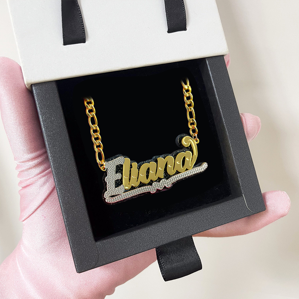 Acrylic Heart Name Necklace Personalized Gold Plated Necklace