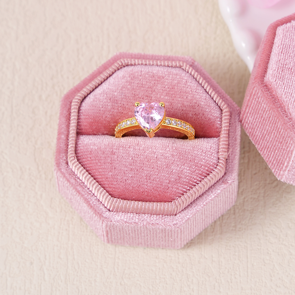 Custom Birthstone Crystal Heart Promise Ring Gifts For Women