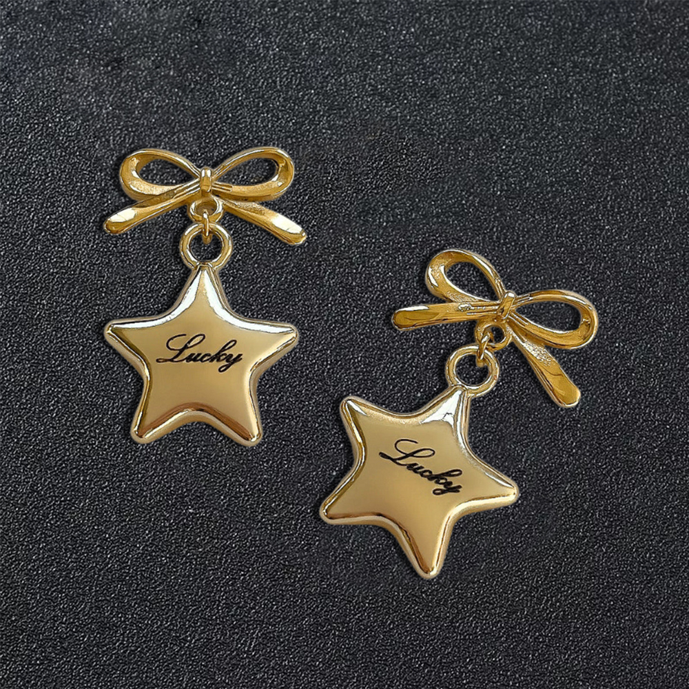 Custom Engraved Star Earrings Yellow White