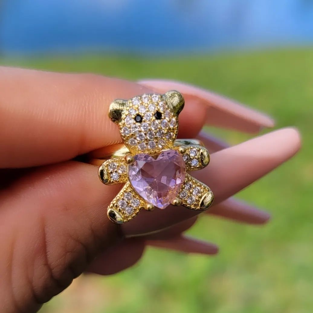 Personalized Custom Bear Featuring Birthstone Ring