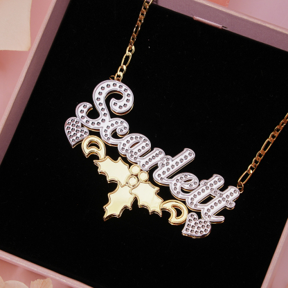 Double Plate Personalized Two Tone Gold Plated Name Necklace Christmas Gifts