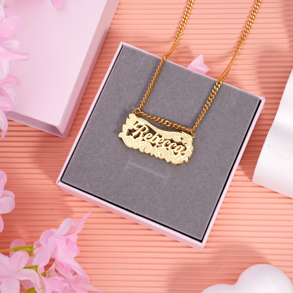 Double Plate Personalized Custom Gold Plated Name Necklace