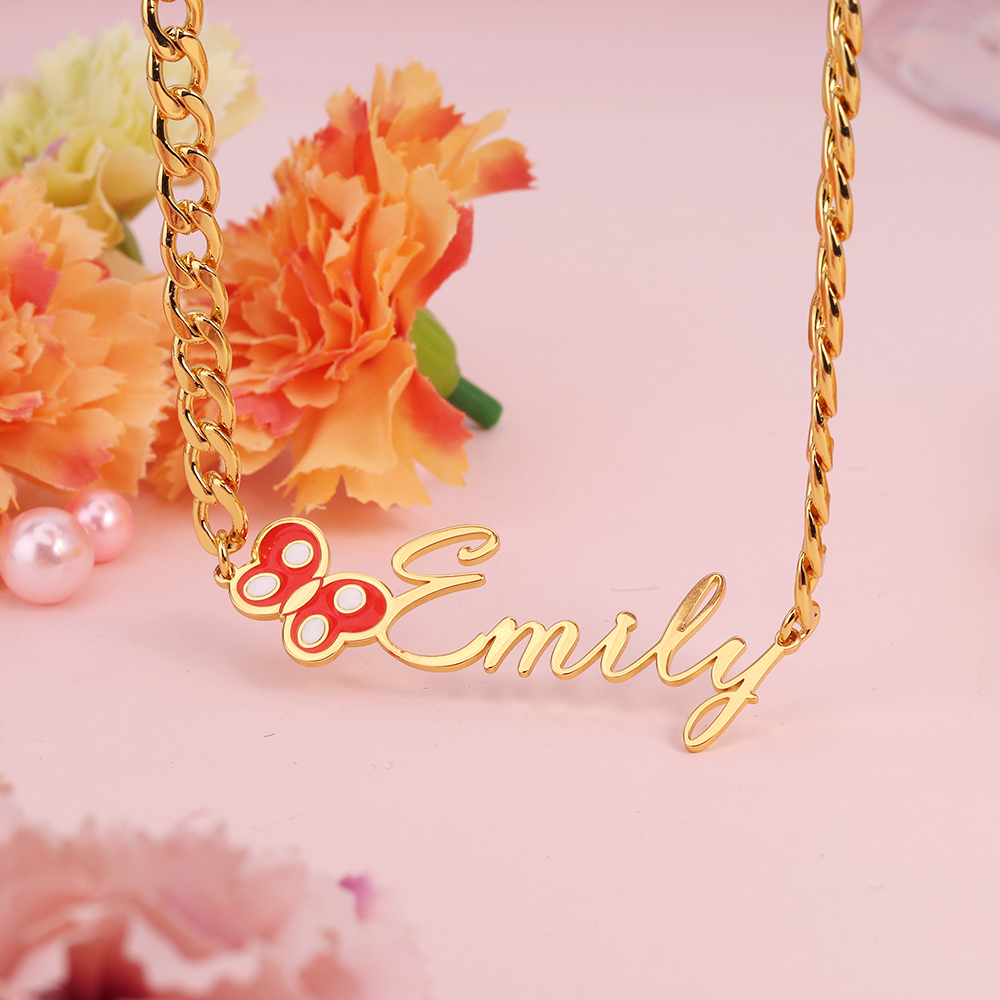 Butterfly Pendant Custom Name Necklace And Name Bracelet With ID Birthsday