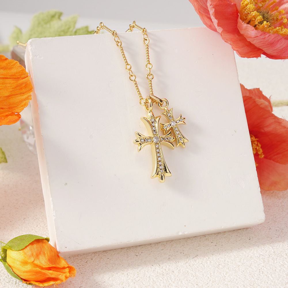 Intersecting Faiths Double Cross Me Necklace Christian Jewelry