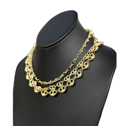 Nugget Puffed Heart Mariner Link Chain Heart Necklace