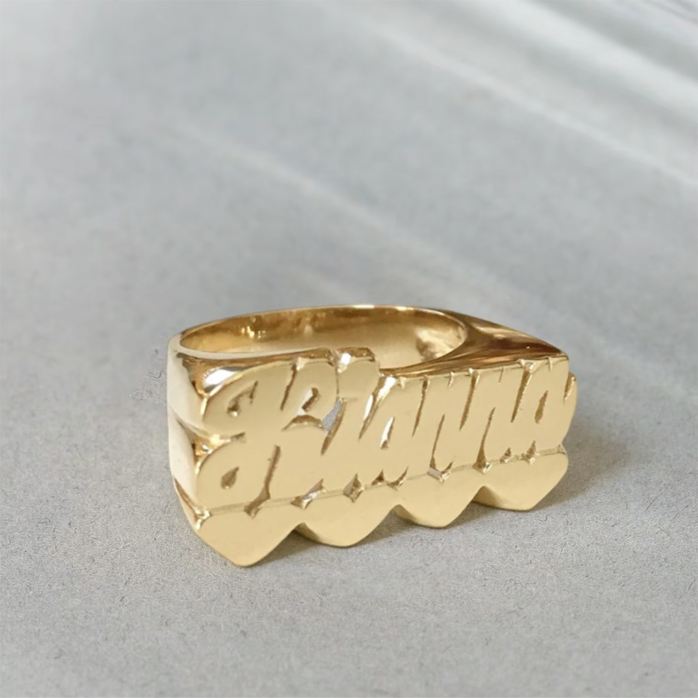 Heart Letter Ring Personalized Gold Plated Name Ring