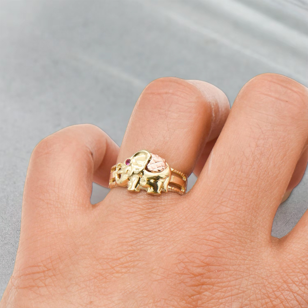 Ruby Elephant Ring Custom Engraved Ring