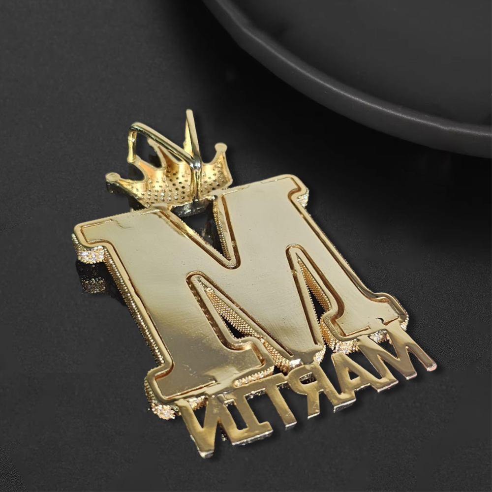 Custom Crown Big Initials Mini Name Pendants Necklace