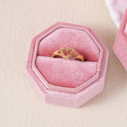 Double Heart Cute Ring Custom Engraved Ring