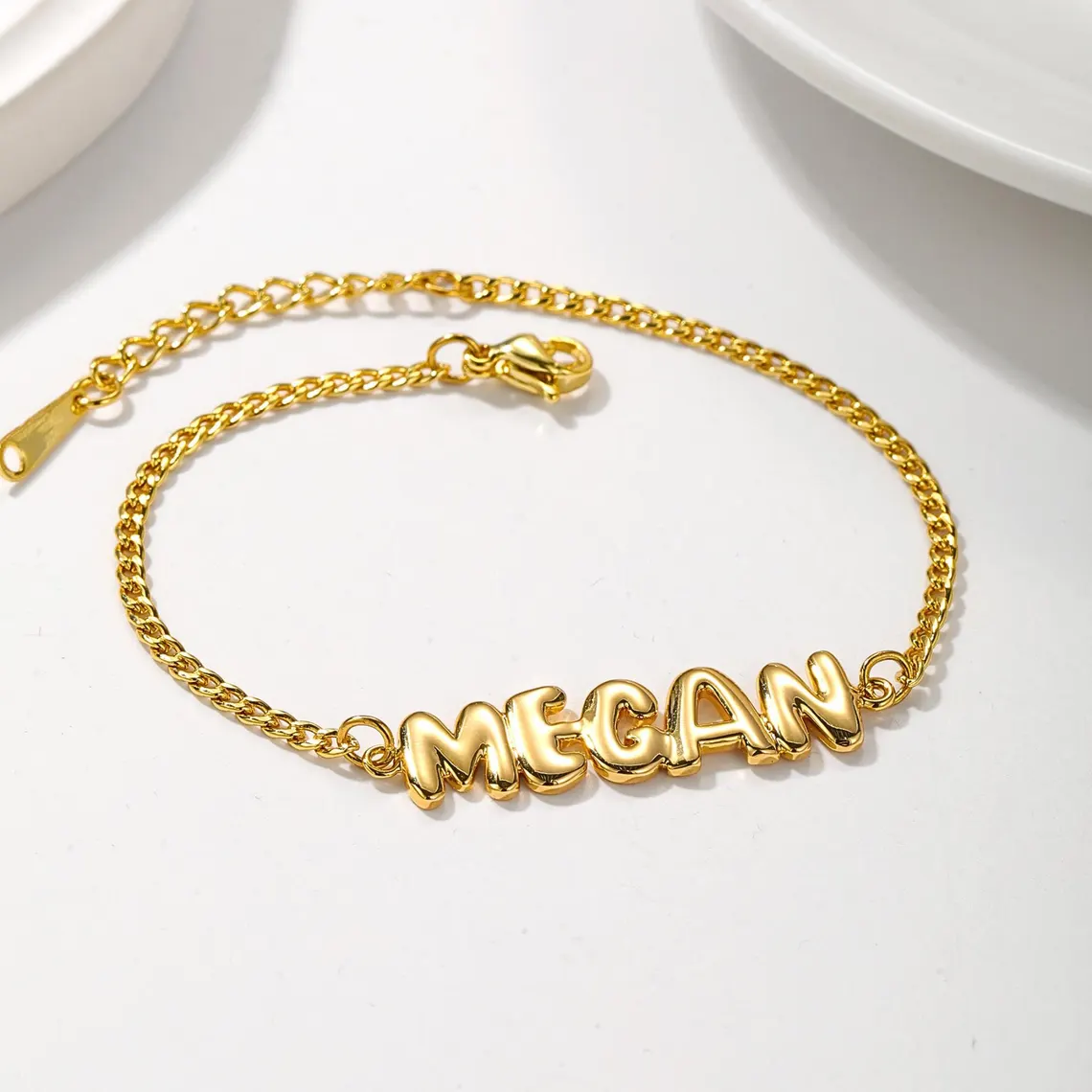 Personalized Cute Bubble Letter Name Bracelet