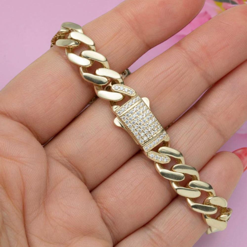 Shiny Teddy Bear Cuban Link Chain Gold Plated Bracelet