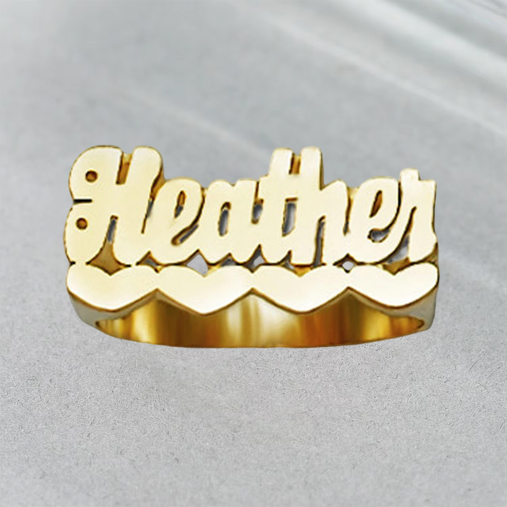 Heart Letter Ring Personalized Gold Plated Name Ring