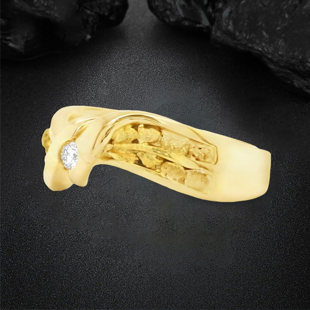 Nugget Ring Gold plated Engraved Ring With Birthstone