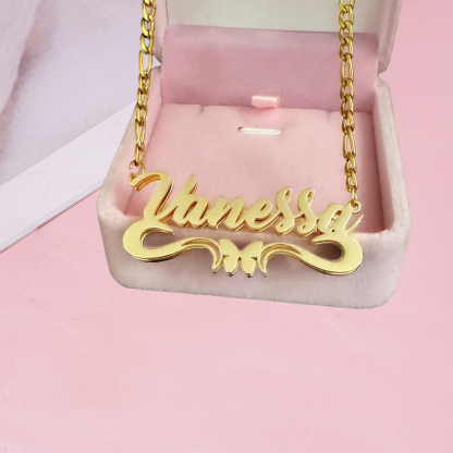 Butterfly Nameplate Custom Double Plated Name Necklace