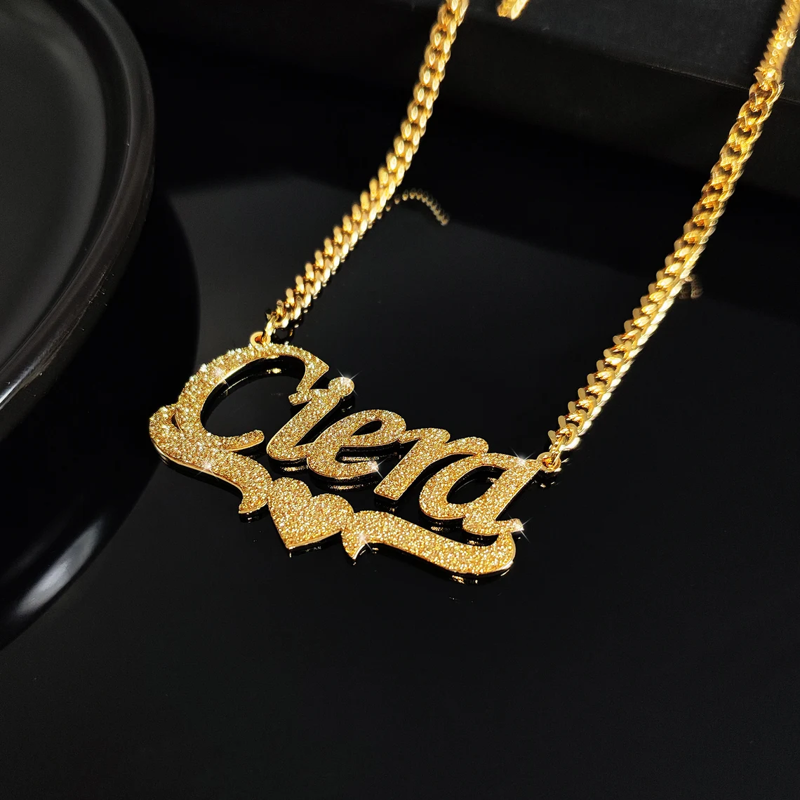 Shiny Heart Name Necklace Stainless Steel