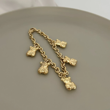 Gold Plated Teddy Bear Pendant Bracelet