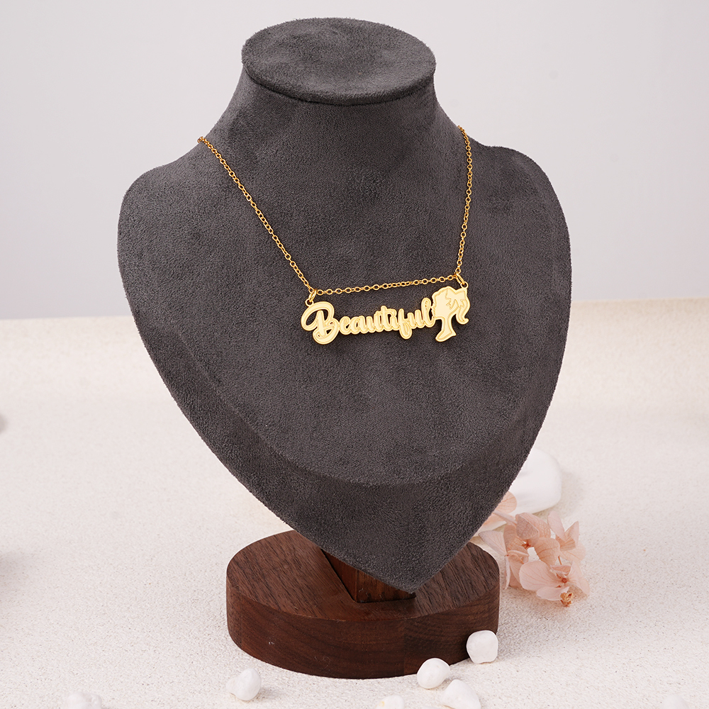 Cartoon Girls Doll Nameplate Pendant Personalized Name Necklace