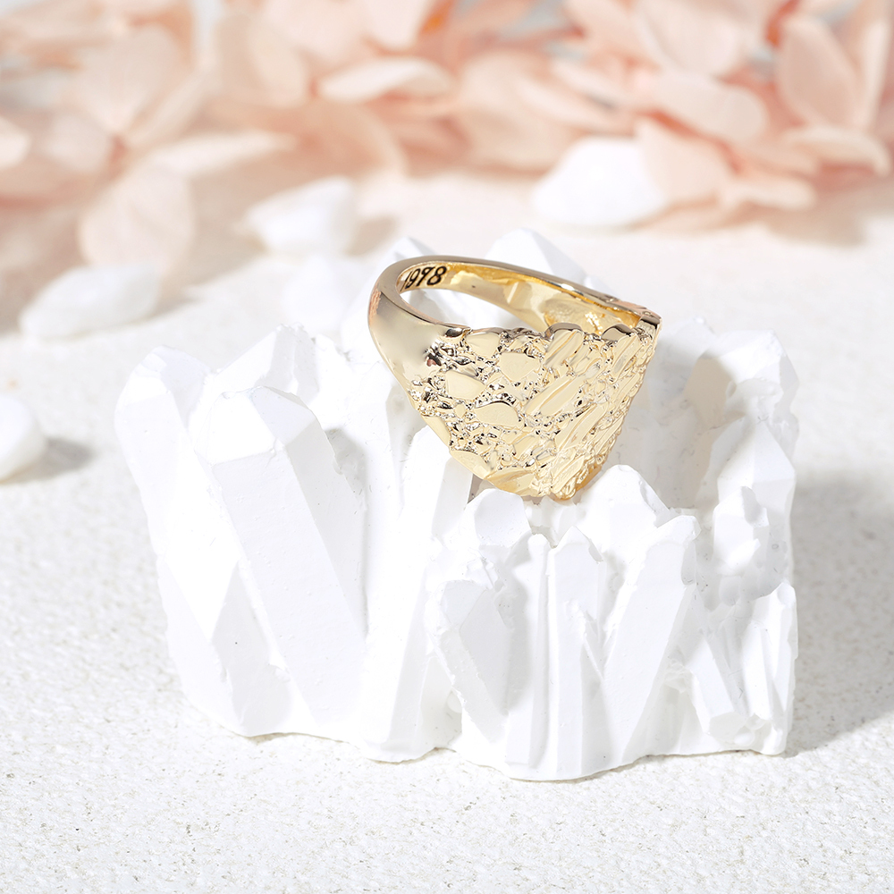 Nugget Personalized Gold Plated Vintage Engraved Band Ring