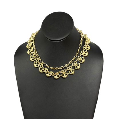 Nugget Puffed Heart Mariner Link Chain Heart Necklace