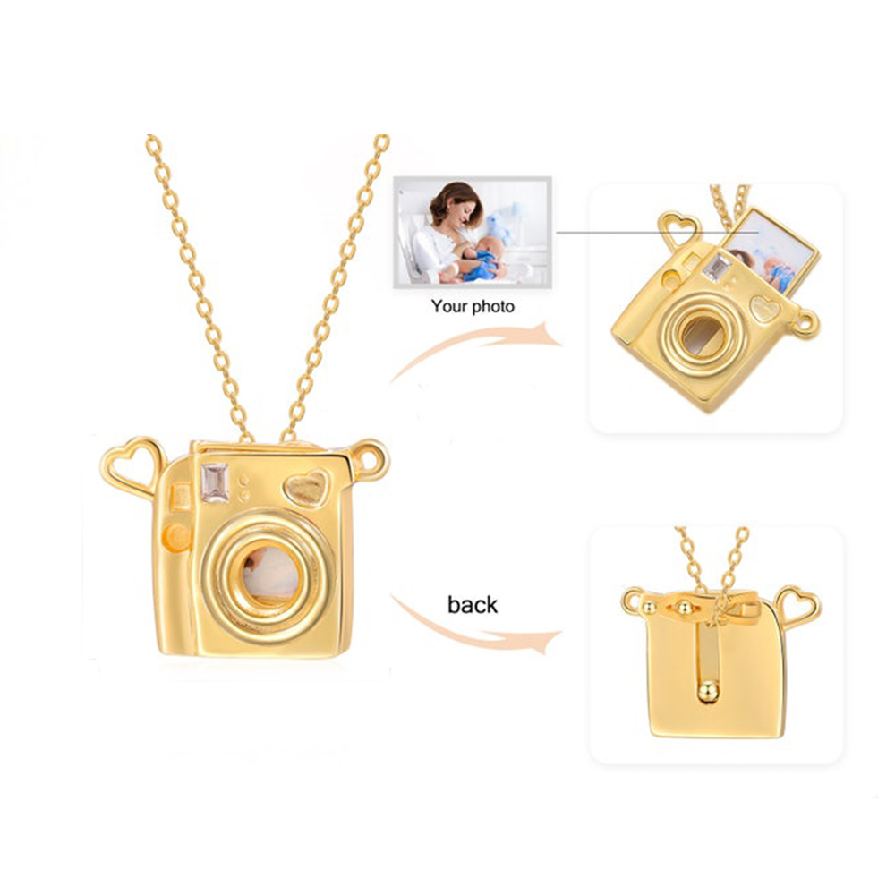 Mini Camera Photo Necklace Custom Locket Necklace with Picture Inside