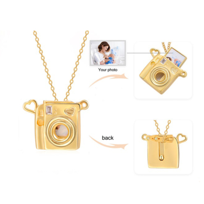 Mini Camera Photo Necklace Custom Locket Necklace with Picture Inside