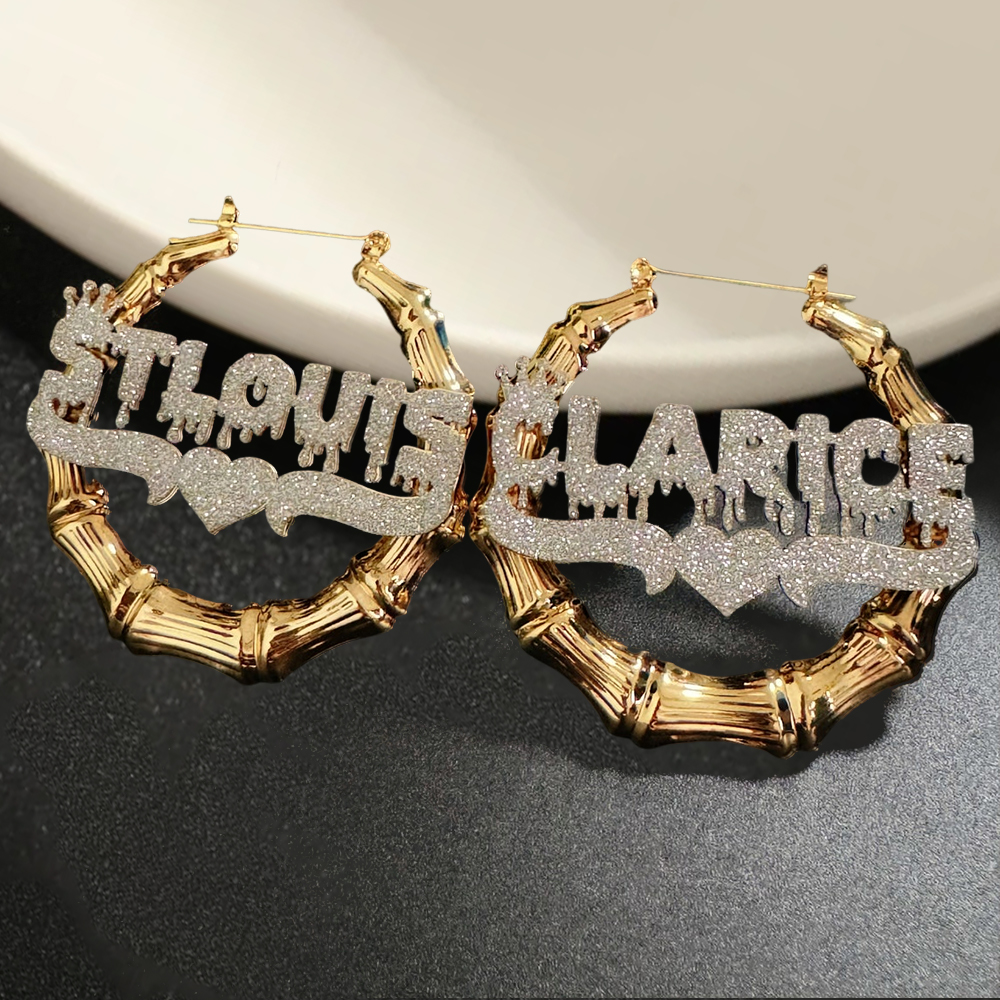 Bamboo Bling Name Earrings Custom Earrings