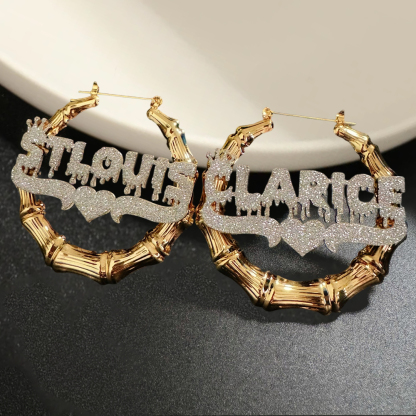Bamboo Bling Name Earrings Custom Earrings