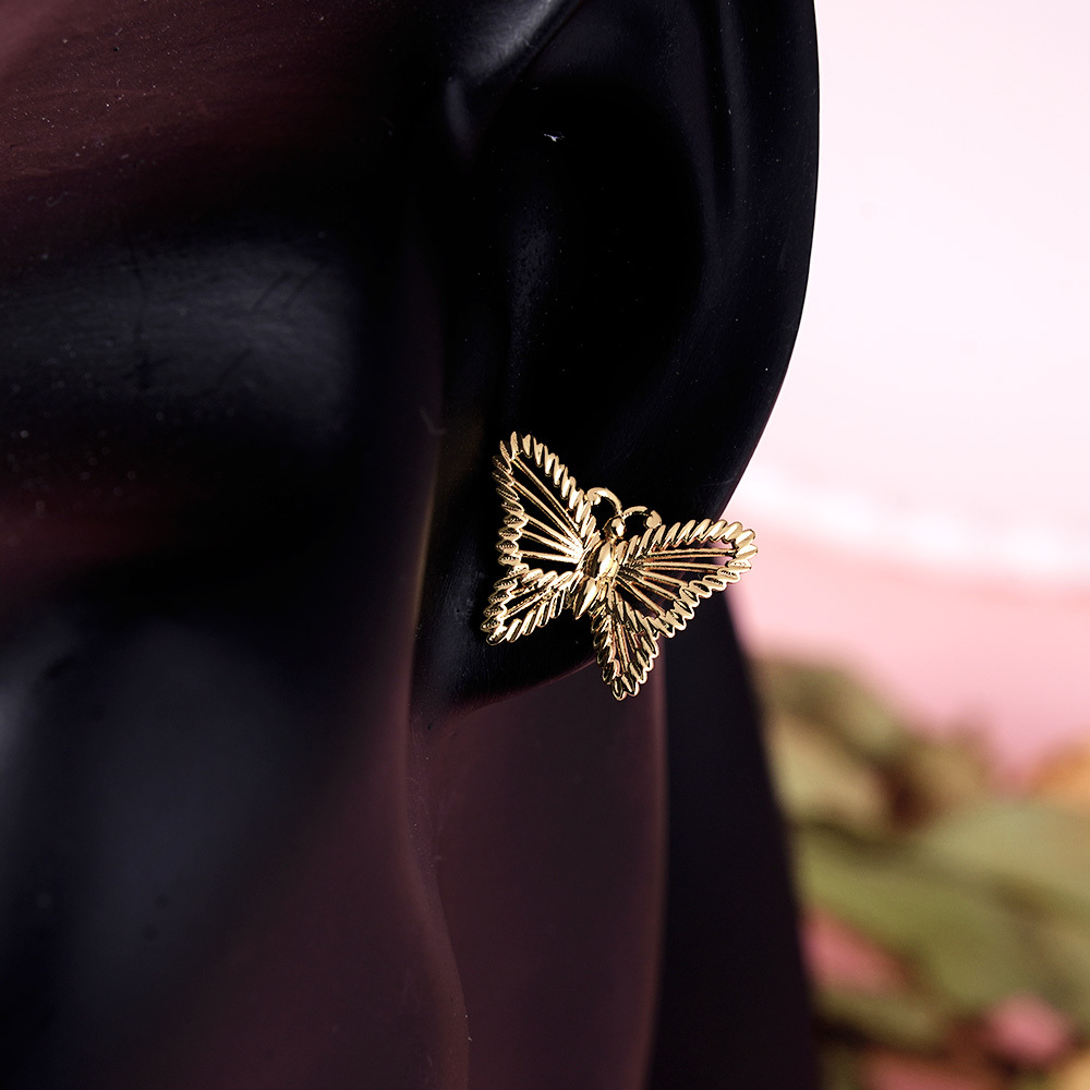 Diamond Cut Gold Plated Butterfly Stud Earrings