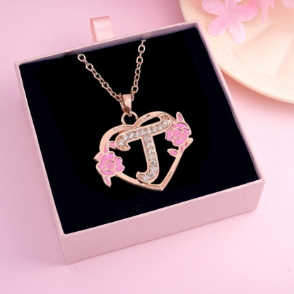 Personalized Diamond Heart Initial Necklaces