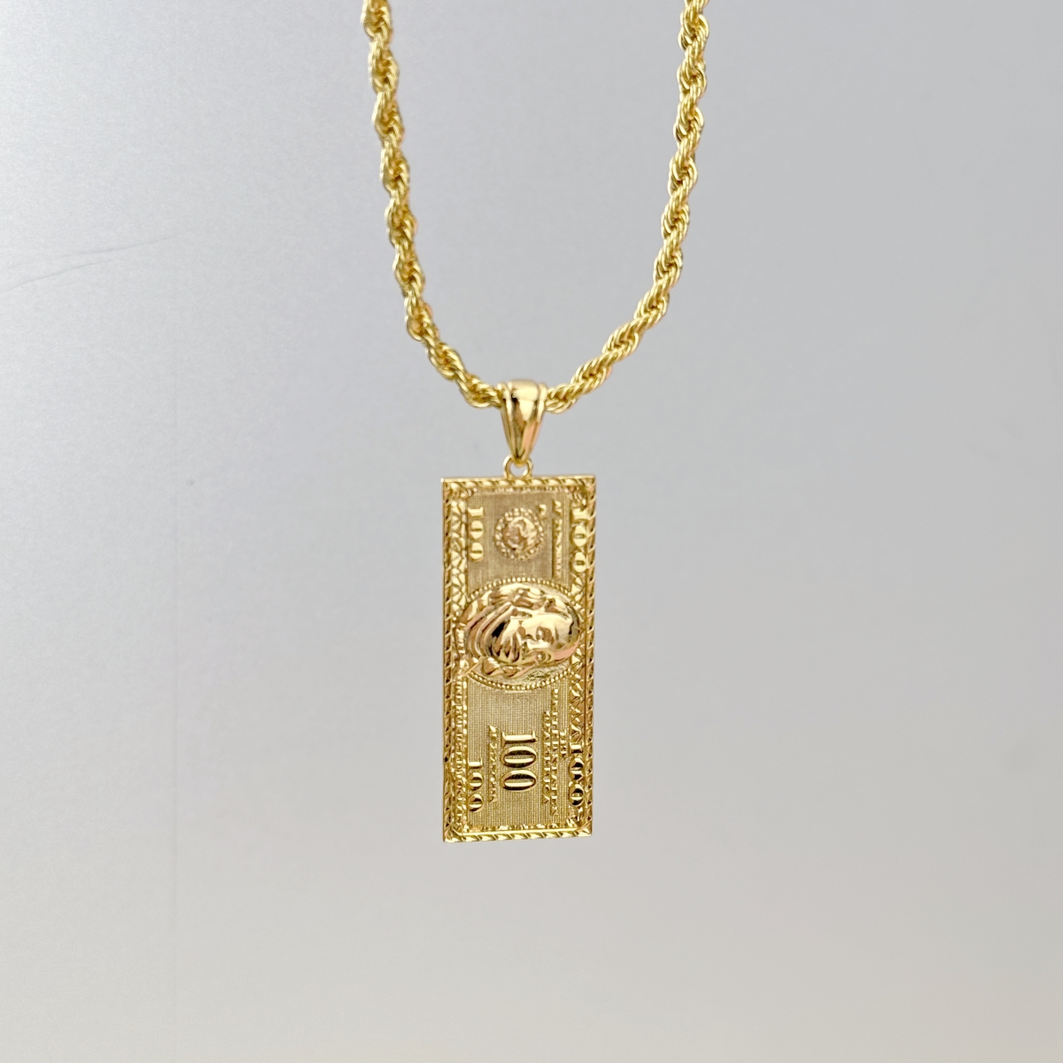 Hundred Dollar Bill Money Pendant Necklace and Bracelet Set