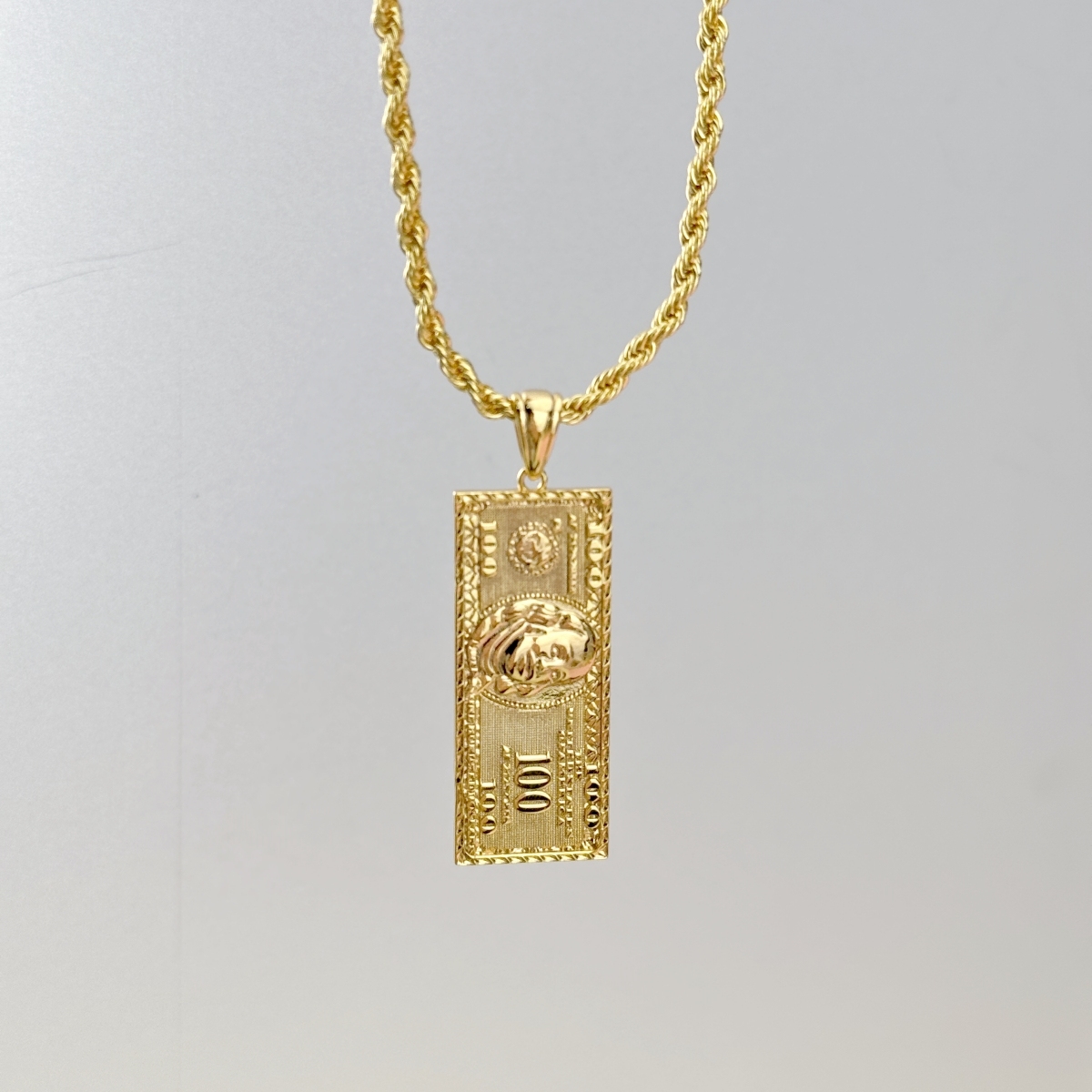 Hundred Dollar Bill Money Pendant Necklace and Bracelet Set