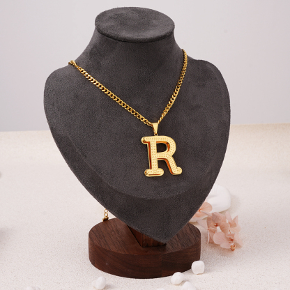 Double Layer Gold Plated Letter Necklace Custom Initial Necklace
