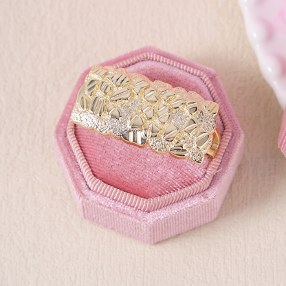 Gold Plated Nugget Two Finger Ring Vintage Ring