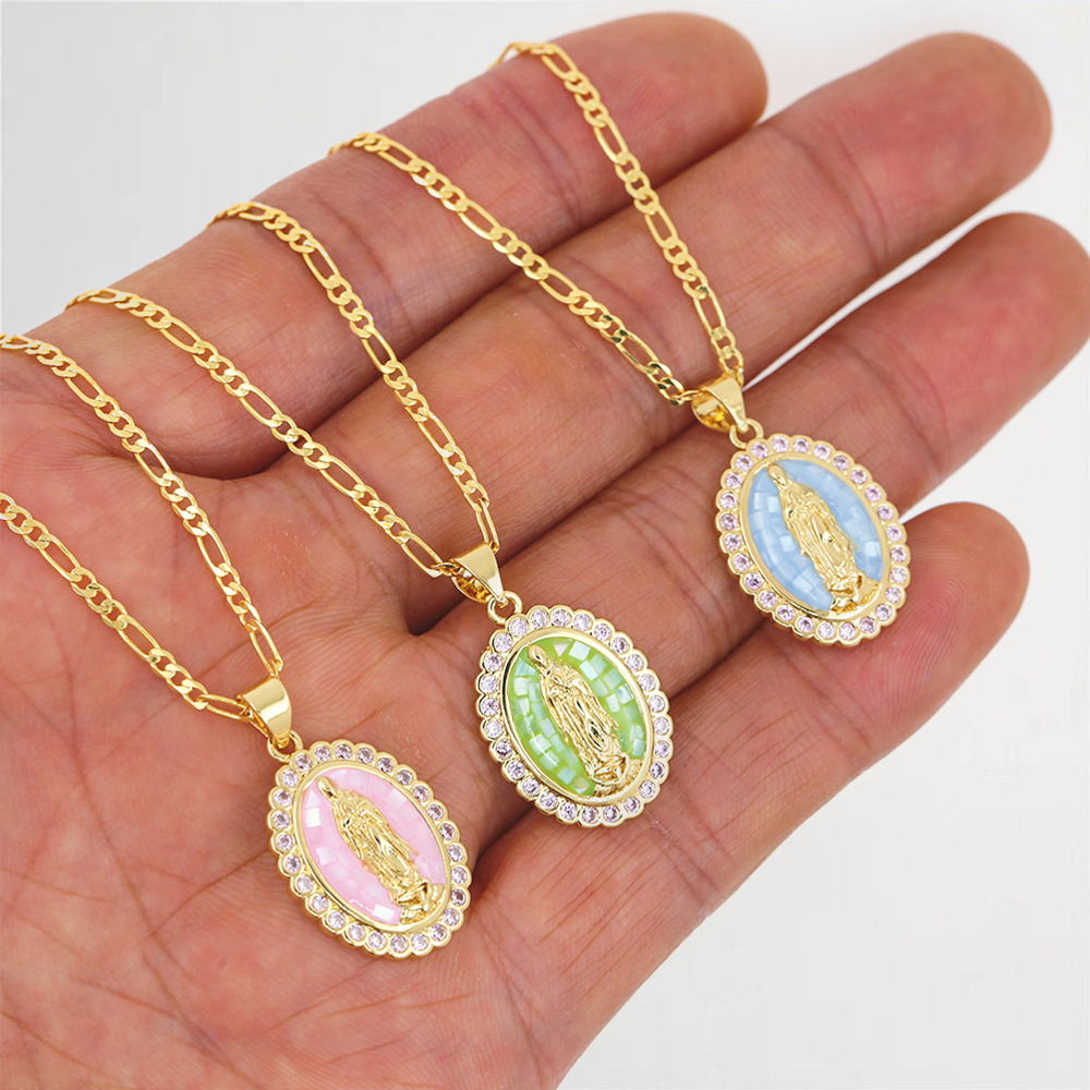 Virgin Mary Charm Gold Plated Necklace