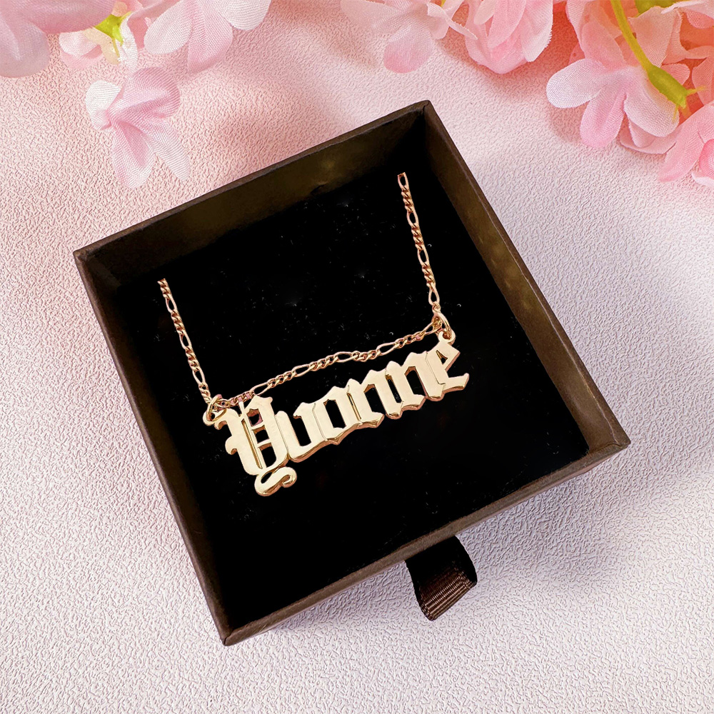 Old English Font Gold Plated Name Necklace