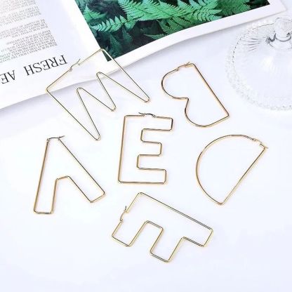 Personalized Dainty Big Initial Earrings 