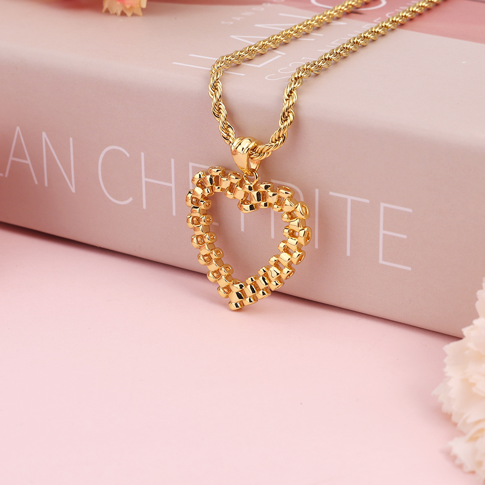 Rolex Style Heart Love Charm Necklace Rollie Gold Plated