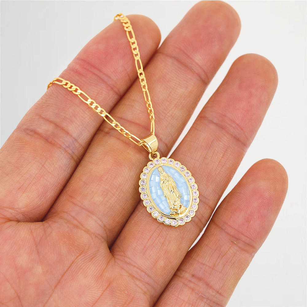 Virgin Mary Charm Gold Plated Necklace