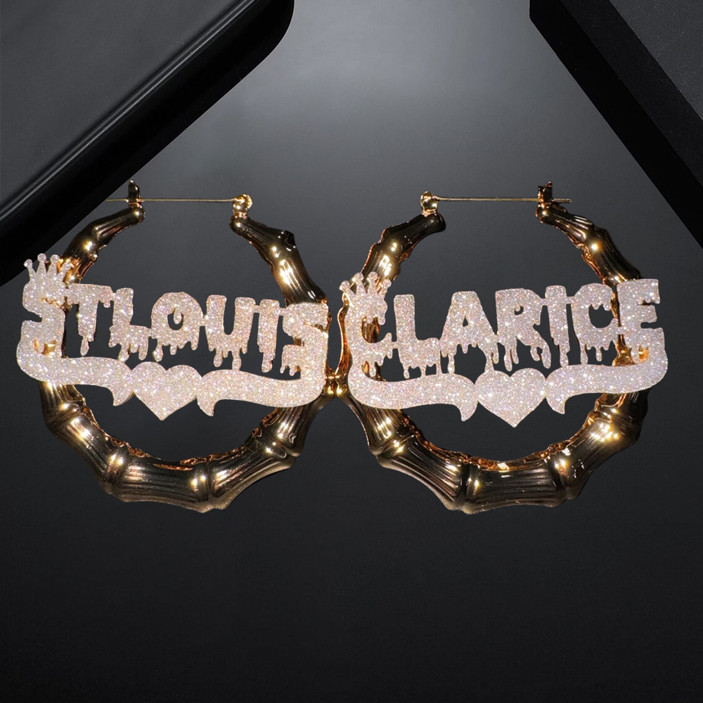 Bamboo Bling Name Earrings Custom Earrings