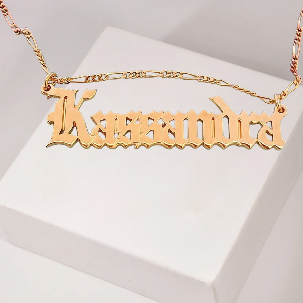 Old English Font Gold Plated Name Necklace