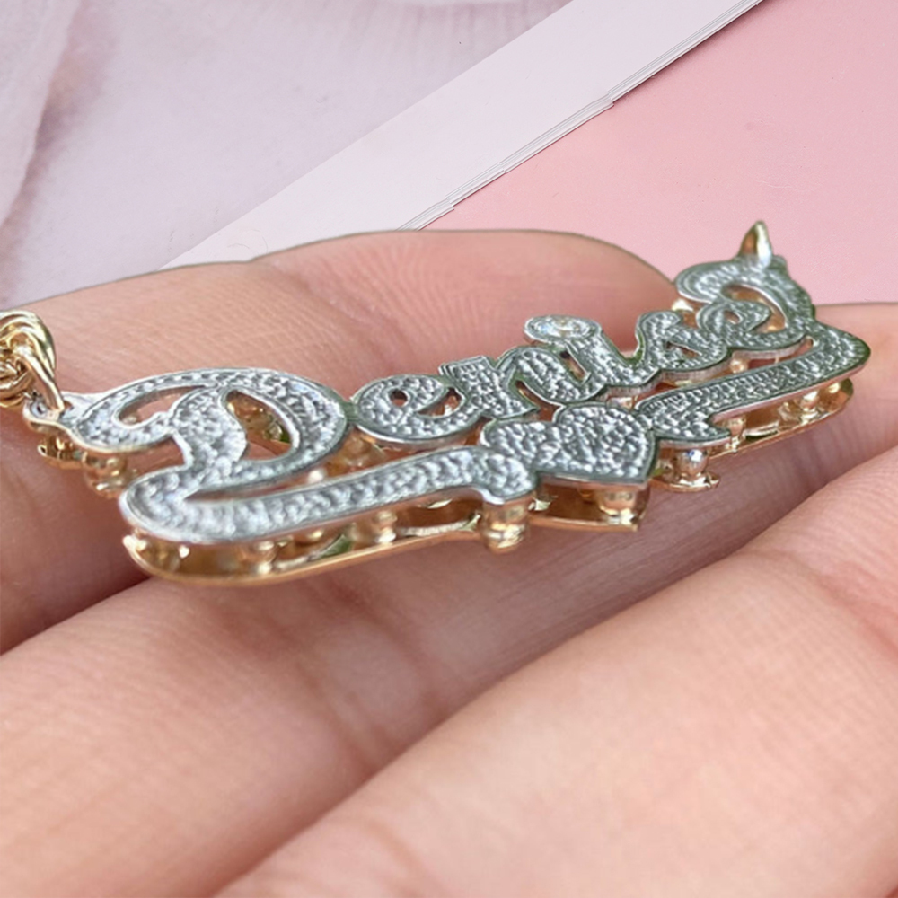 Twist Chain Custom Double Plated Name Necklace with Heart Underline